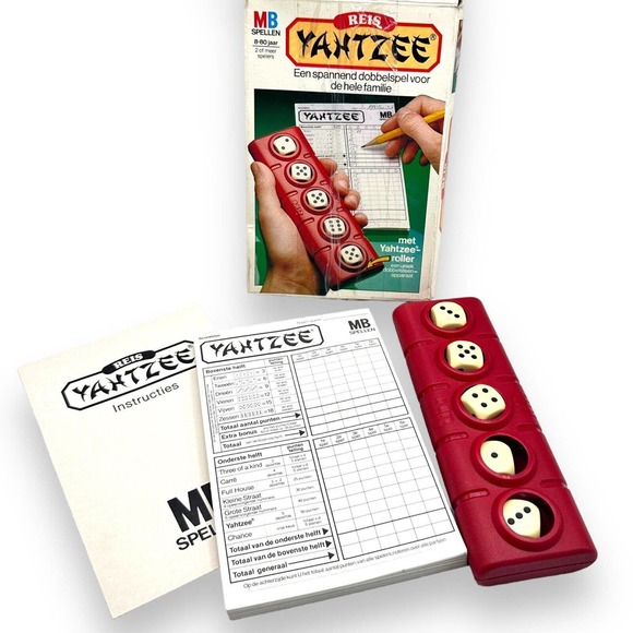 Milton Bradley Games Vintage Dutch 98s Yahtzee Travel Game Locking